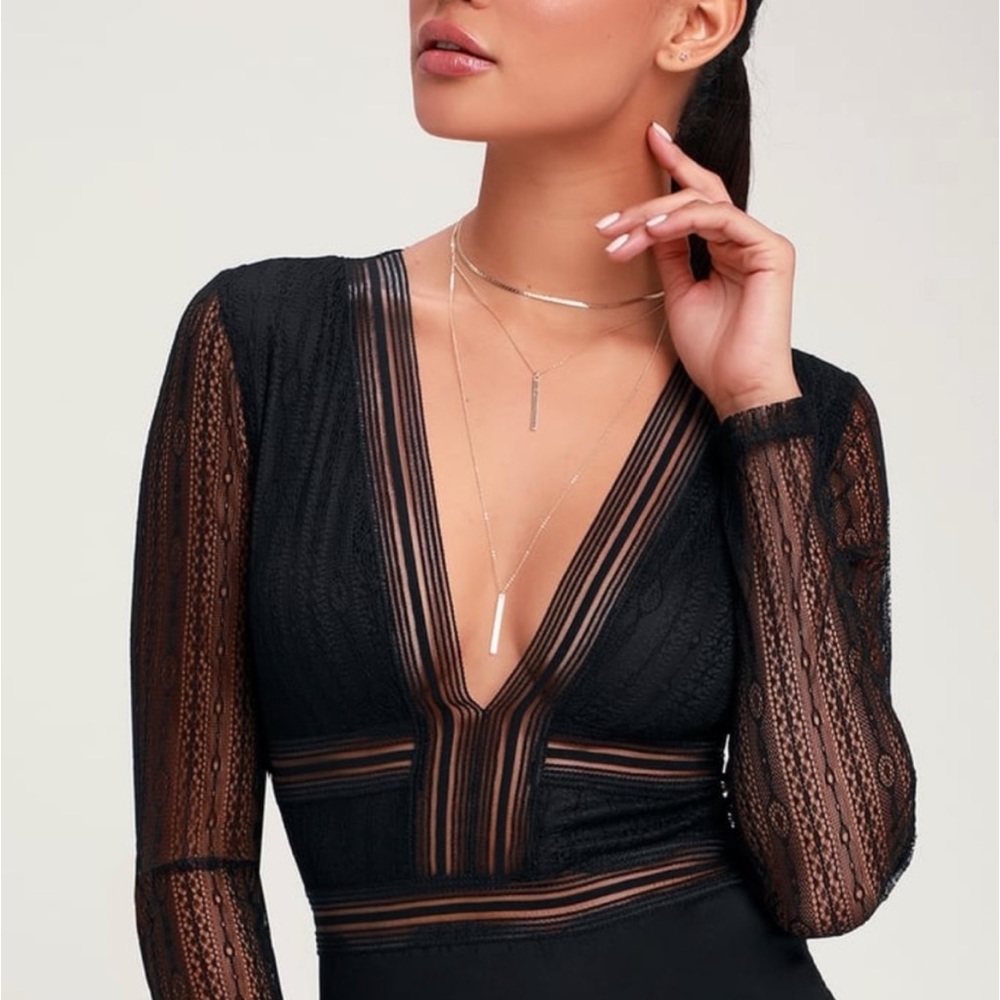 Lulu’s Sheer bodysuit long sleeve